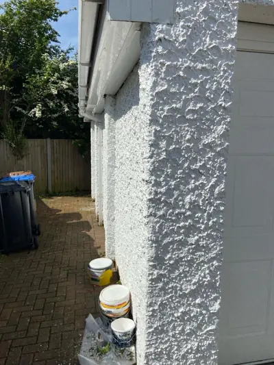 Close-up of painted roughcast render