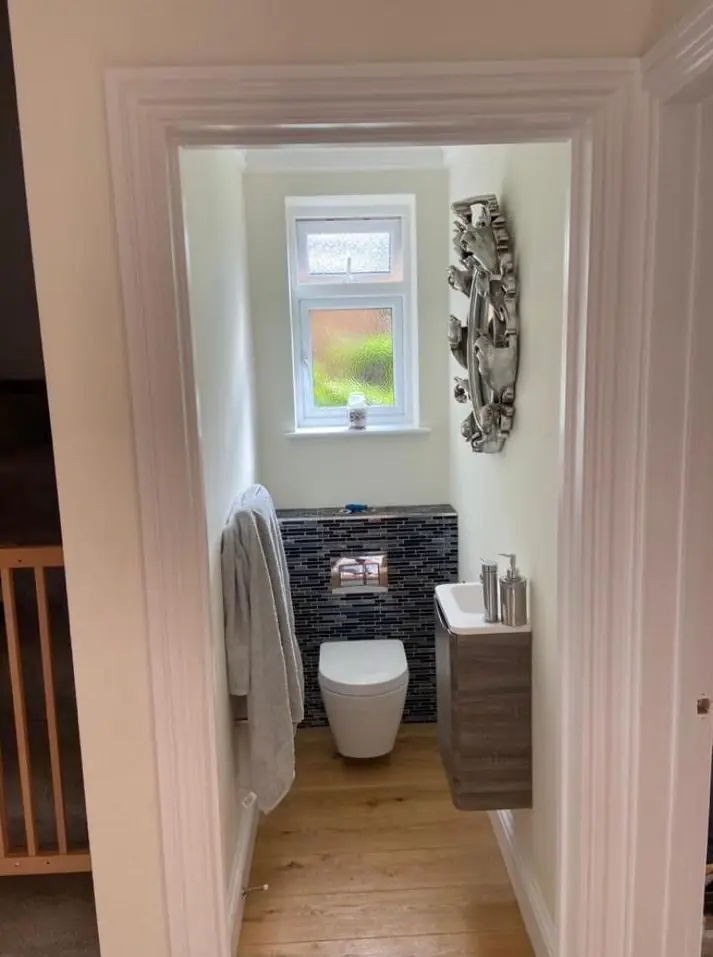Cloakroom with freshly painted walls