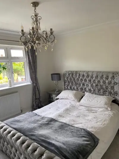 Bedroom decorated in soft neutral tones