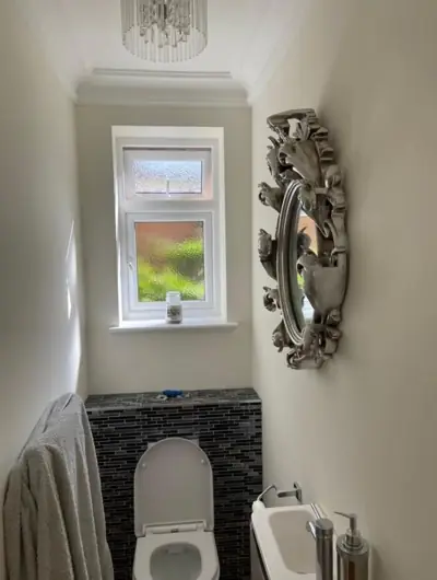 Cloakroom with freshly painted walls