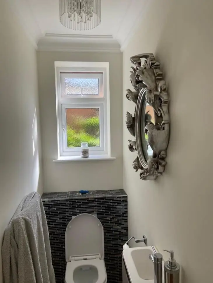 Cloakroom with freshly painted walls